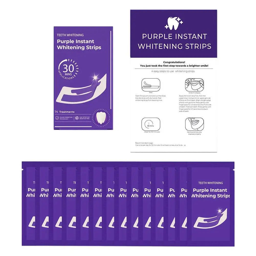 V34 Teeth Color Correction Strips Purple Teeth Whitening Strips Remove Stains Tooth Brightening Stickers Teeth Whitening Product
