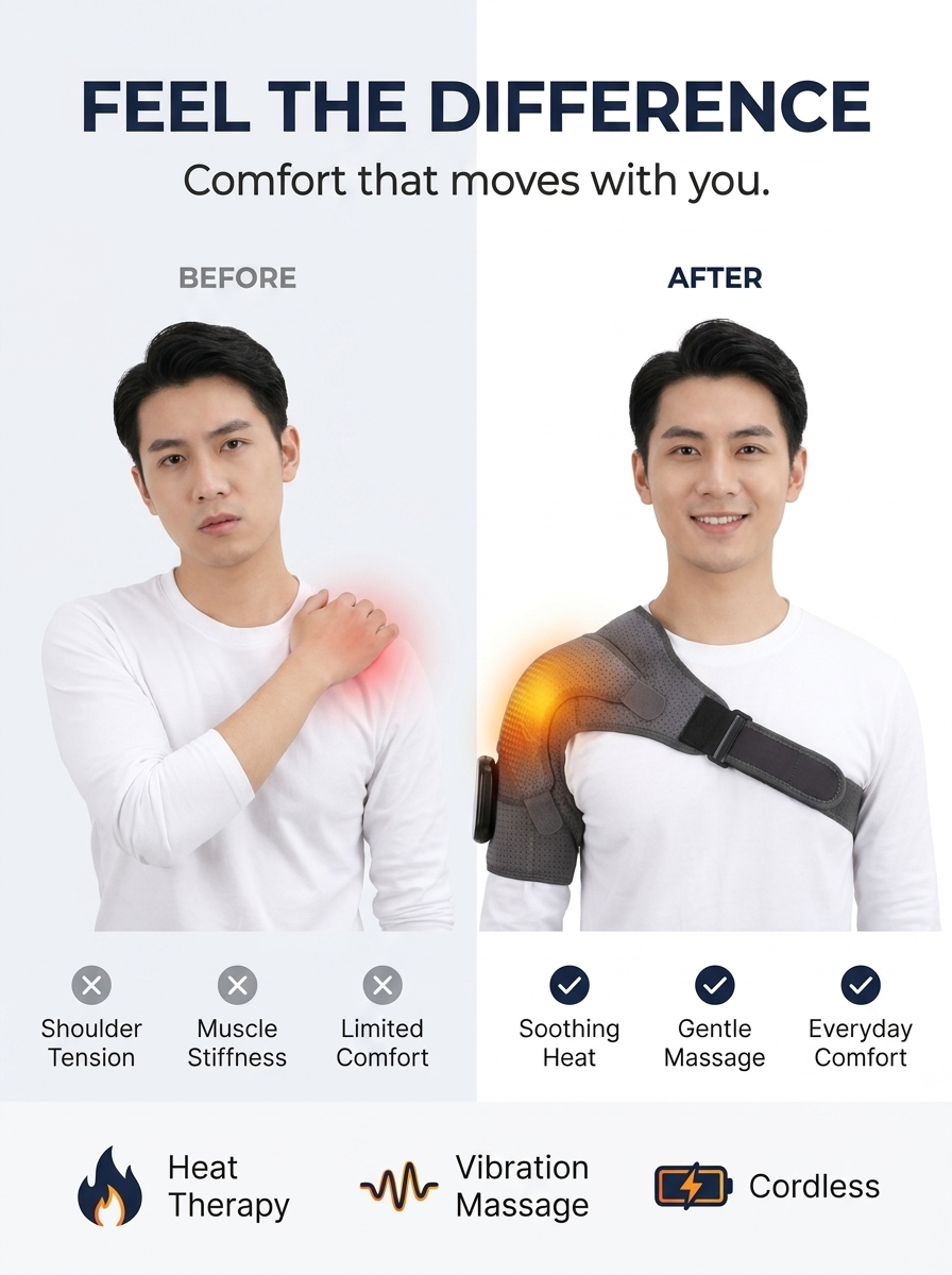 Electric Heating Shoulder Massage Belt Back Shoulder Brace Shoulder Support Adjustable Led Hot Compress Heating Shoulder Shawl