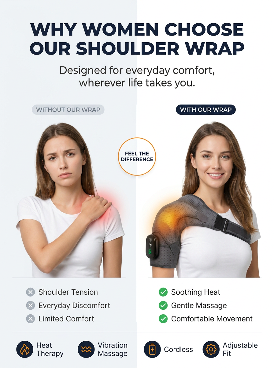 Electric Heating Shoulder Massage Belt Back Shoulder Brace Shoulder Support Adjustable Led Hot Compress Heating Shoulder Shawl