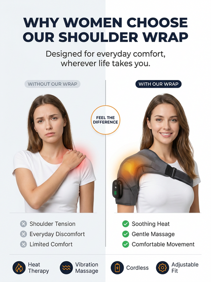 Electric Heating Shoulder Massage Belt Back Shoulder Brace Shoulder Support Adjustable Led Hot Compress Heating Shoulder Shawl
